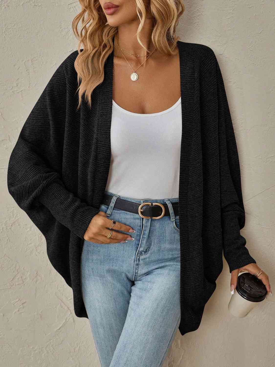 Open Front  Dropped Shoulder Cardigan king-general-store-5710.myshopify.com