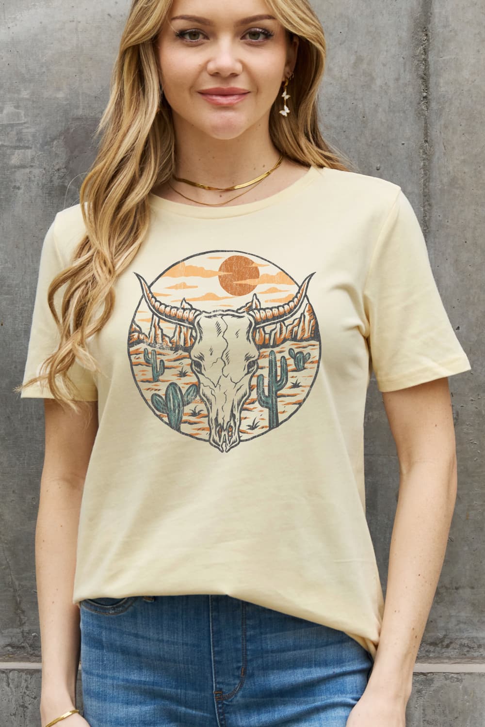 Simply Love Full Size Bull Cactus Graphic Cotton Tee king-general-store-5710.myshopify.com