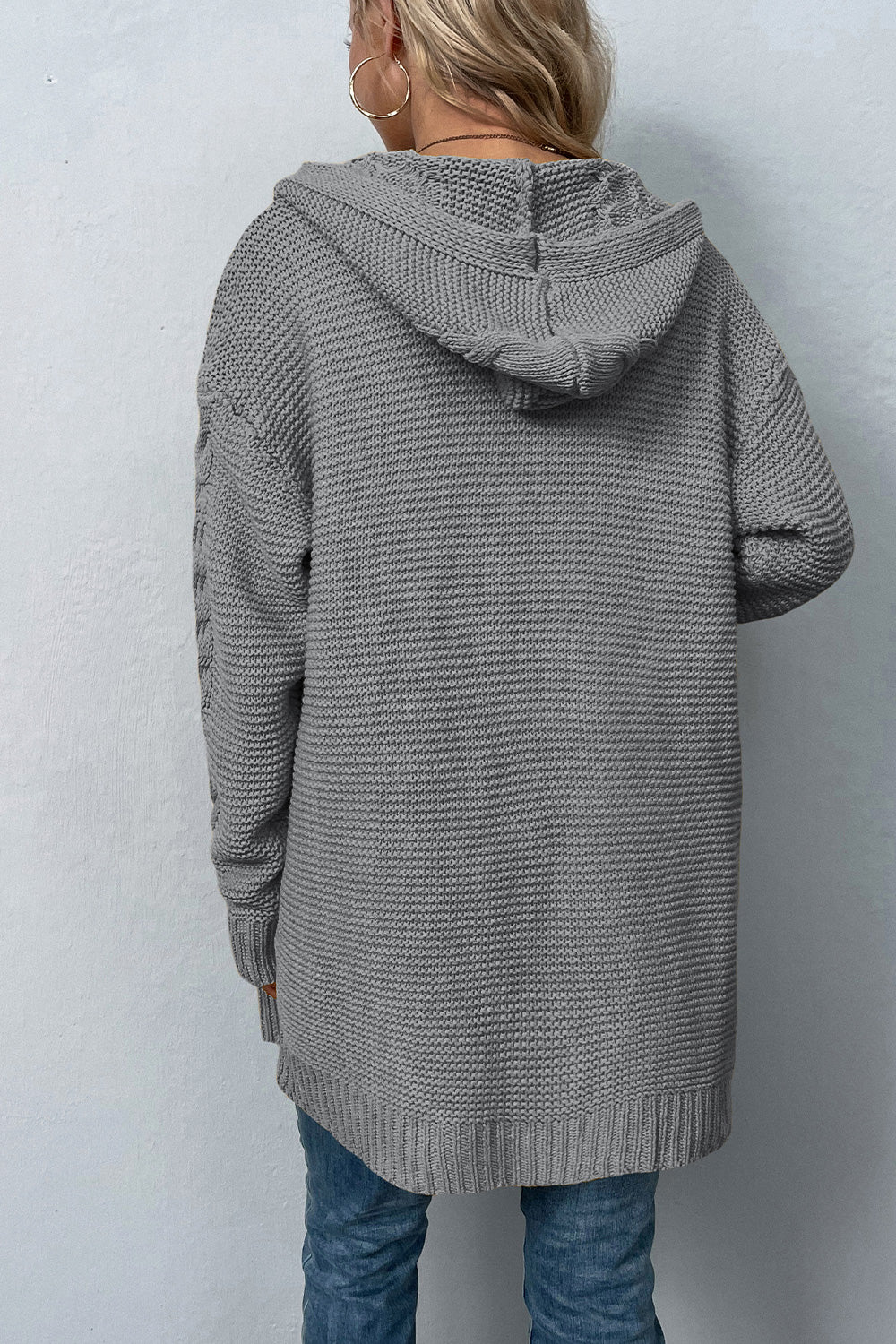 Cable-Knit Dropped Shoulder Hooded Cardigan king-general-store-5710.myshopify.com