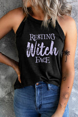 Round Neck RESTING WITCH FACE Graphic Tank Top king-general-store-5710.myshopify.com