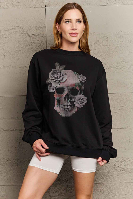 Simply Love Simply Love Full Size Dropped Shoulder SKULL Graphic Sweatshirt king-general-store-5710.myshopify.com