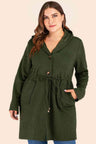 Plus Size Drawstring Waist Hooded Cardigan with Pockets king-general-store-5710.myshopify.com