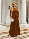 Tie Front Round Neck Long Sleeve Maxi Dress king-general-store-5710.myshopify.com