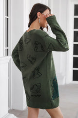 Dinosaur Pattern V-Neck Sweater Dress king-general-store-5710.myshopify.com