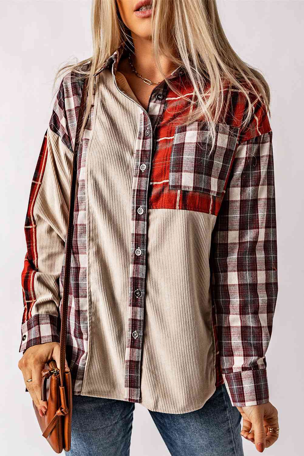 Plaid Collared Neck Buttoned Shirt with Pocket king-general-store-5710.myshopify.com