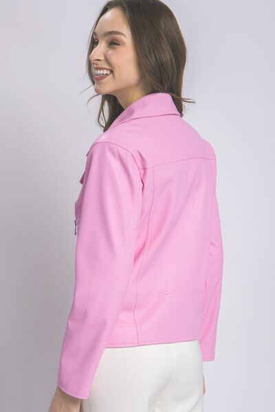 LOVE TREE Collared Neck Zip Up Jacket king-general-store-5710.myshopify.com