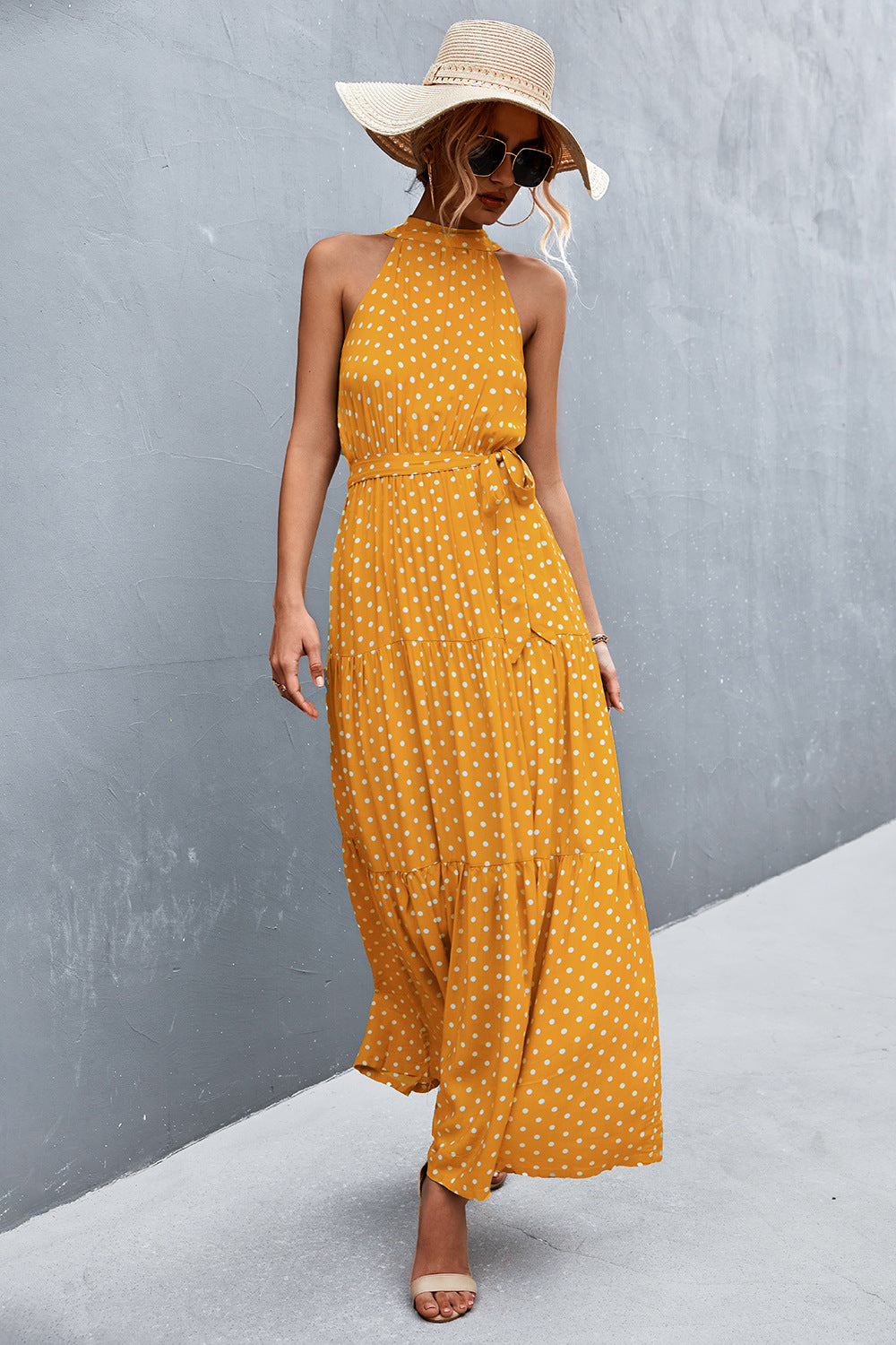 Printed Sleeveless Tie Waist Maxi Dress king-general-store-5710.myshopify.com