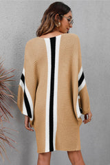 Ribbed Round Neck Long Sleeve Sweater Dress king-general-store-5710.myshopify.com