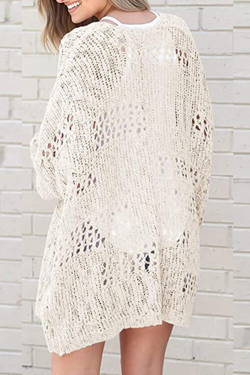 Openwork Open Front Long Sleeve Cardigan king-general-store-5710.myshopify.com