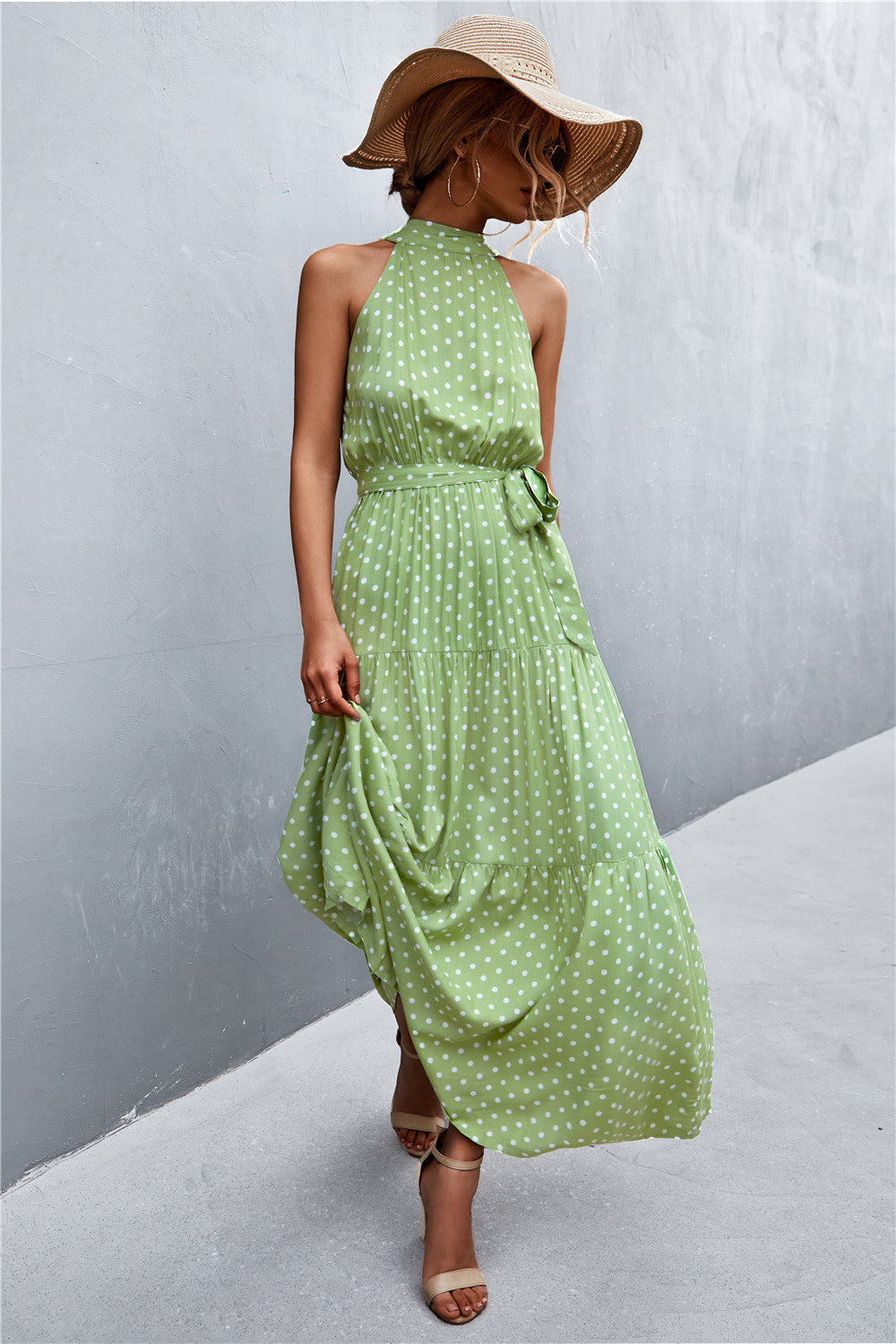 Printed Sleeveless Tie Waist Maxi Dress king-general-store-5710.myshopify.com