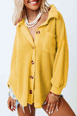 Waffle-Knit Button Up Long Sleeve Shirt with Pocket king-general-store-5710.myshopify.com