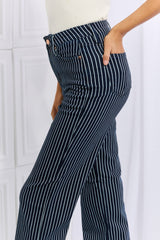 Judy Blue Cassidy Full Size High Waisted Tummy Control Striped Straight Jeans king-general-store-5710.myshopify.com