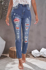 Leopard Patch Ankle-Length Jeans king-general-store-5710.myshopify.com