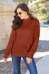 Basic Bae Full Size Ribbed Exposed Seam Mock Neck Knit Top king-general-store-5710.myshopify.com