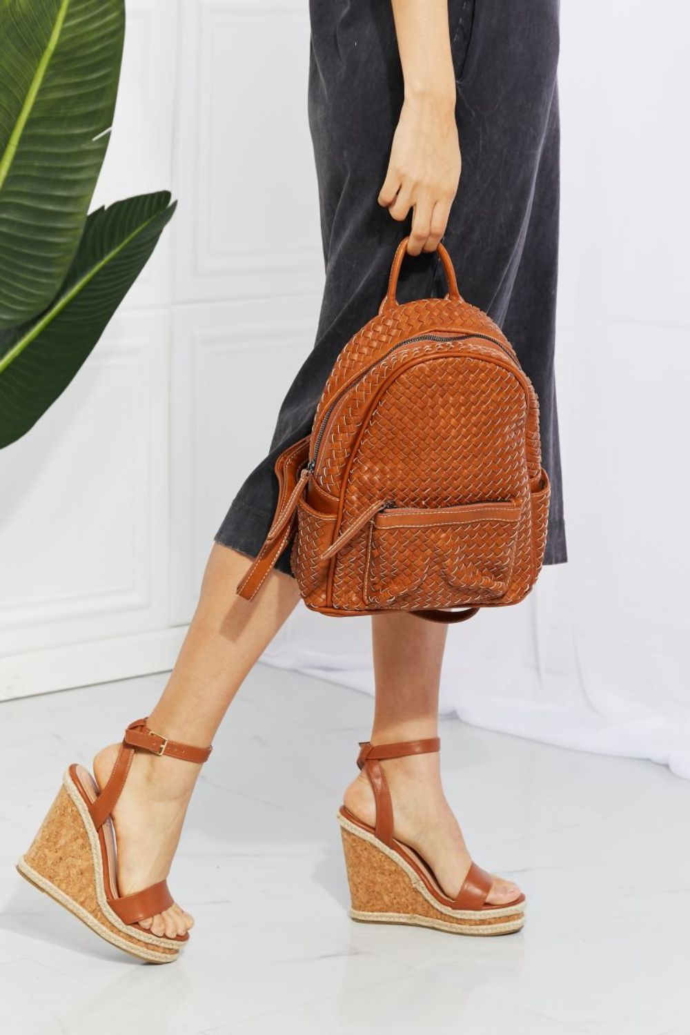 SHOMICO Certainly Chic Faux Leather Woven Backpack king-general-store-5710.myshopify.com