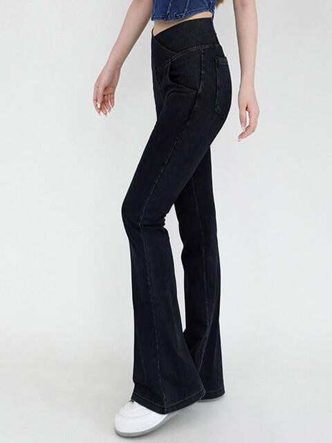 Wide Waistband Bootcut Jeans with Pockets king-general-store-5710.myshopify.com