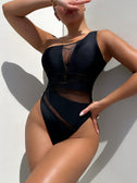 One-Shoulder Sleeveless One-Piece Swimsuit king-general-store-5710.myshopify.com