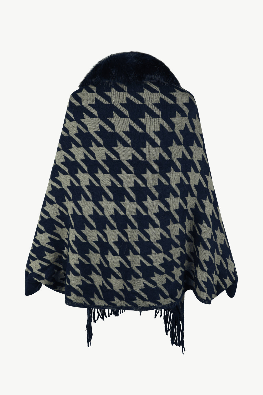 Houndstooth Fringe Hem Poncho king-general-store-5710.myshopify.com