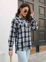 Plaid Collared Neck Buttoned Shirt with Pockets king-general-store-5710.myshopify.com