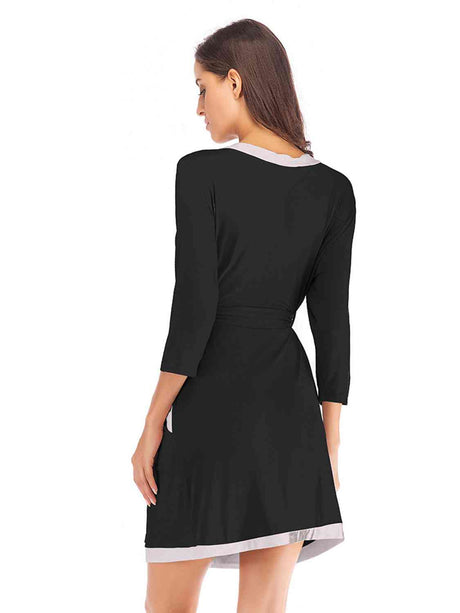 Tie Waist Surplice Neck Robe with Pockets king-general-store-5710.myshopify.com