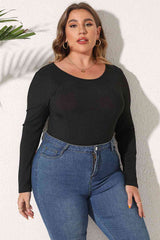 Plus Size Round Neck Long Sleeve Bodysuit king-general-store-5710.myshopify.com