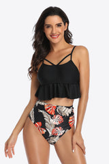 Tropical Print Ruffled Two-Piece Swimsuit king-general-store-5710.myshopify.com