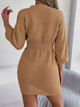 Buttoned Cable-Knit V-Neck Sweater Dress king-general-store-5710.myshopify.com