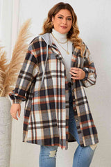 Plus Size Plaid Drop Shoulder Hooded Coat king-general-store-5710.myshopify.com
