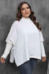 Mock Neck Raglan Sleeve Slit Sweater king-general-store-5710.myshopify.com