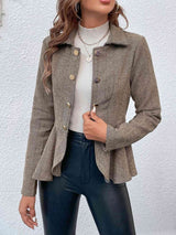 Ruffle Hem Collared Blazer king-general-store-5710.myshopify.com