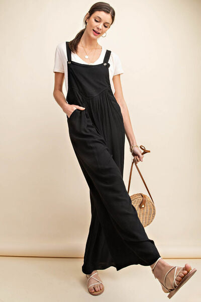 Kori America Full Size Sleeveless Ruched Wide Leg Overalls king-general-store-5710.myshopify.com