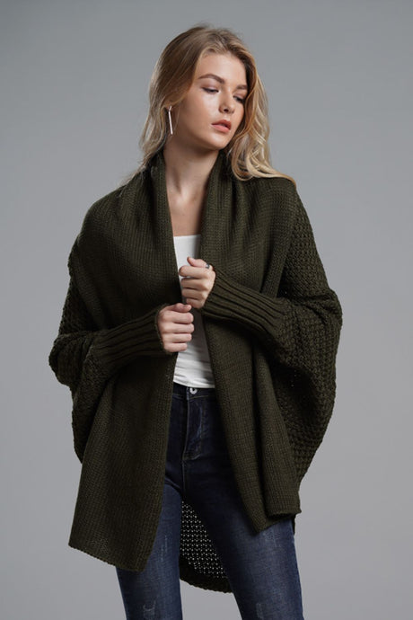 Dolman Sleeve Open Front Ribbed Trim Longline Cardigan king-general-store-5710.myshopify.com