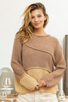 BiBi Texture Detail Contrast Drop Shoulder Sweater king-general-store-5710.myshopify.com