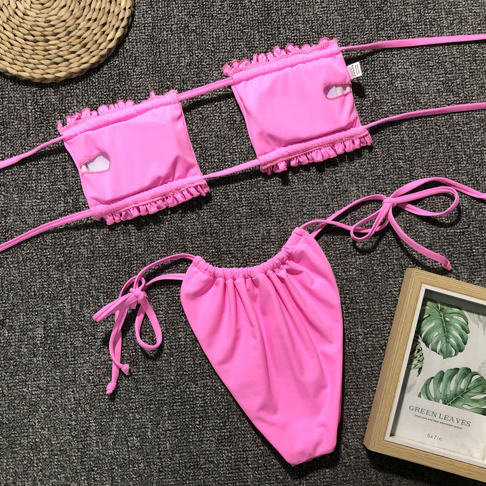 Frill Trim Ruched Bikini Set king-general-store-5710.myshopify.com