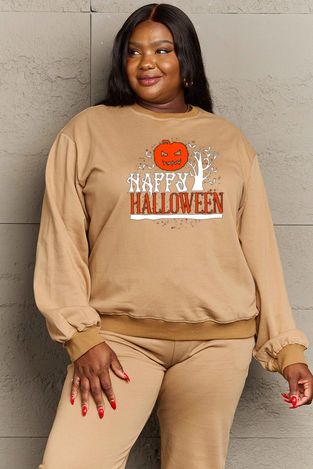 Simply Love Full Size HAPPY HALLOWEEN Graphic Sweatshirt king-general-store-5710.myshopify.com