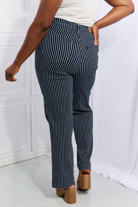 Judy Blue Cassidy Full Size High Waisted Tummy Control Striped Straight Jeans king-general-store-5710.myshopify.com