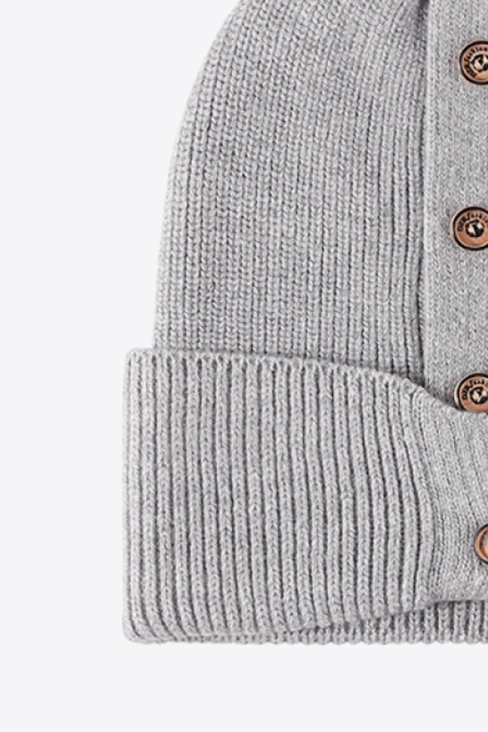 Button Detail Rib-Knit Cuff Beanie king-general-store-5710.myshopify.com