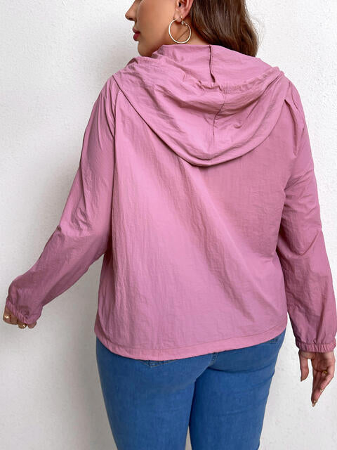 Plus Size Zip-Up Drawstring Hooded Jacket with Pockets king-general-store-5710.myshopify.com