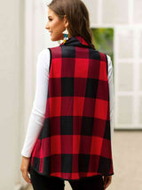 Plaid Open Front Sleeveless Cardigan king-general-store-5710.myshopify.com