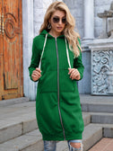 Full Size Zip-Up Longline Hoodie with Pockets king-general-store-5710.myshopify.com