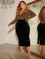 Plus Size Surplice Neck Long Sleeve Slit Dress king-general-store-5710.myshopify.com