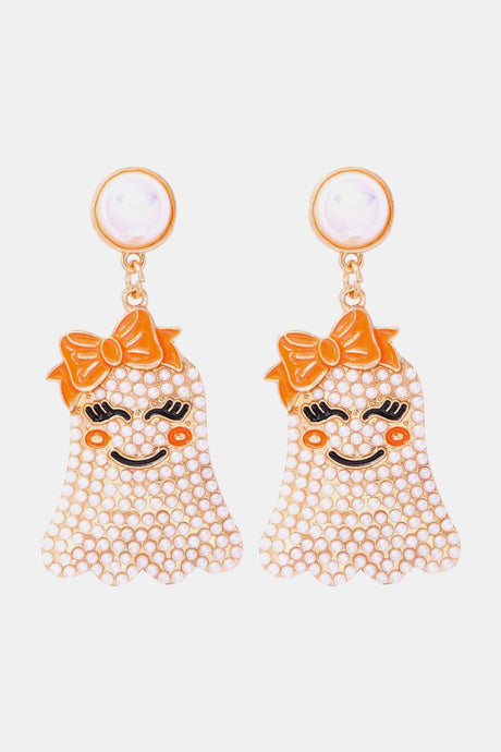 Smiling Ghost Shape Synthetic Pearl Earrings king-general-store-5710.myshopify.com