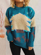 Sequin Christmas Tree & Reindeer Round Neck Sweater king-general-store-5710.myshopify.com