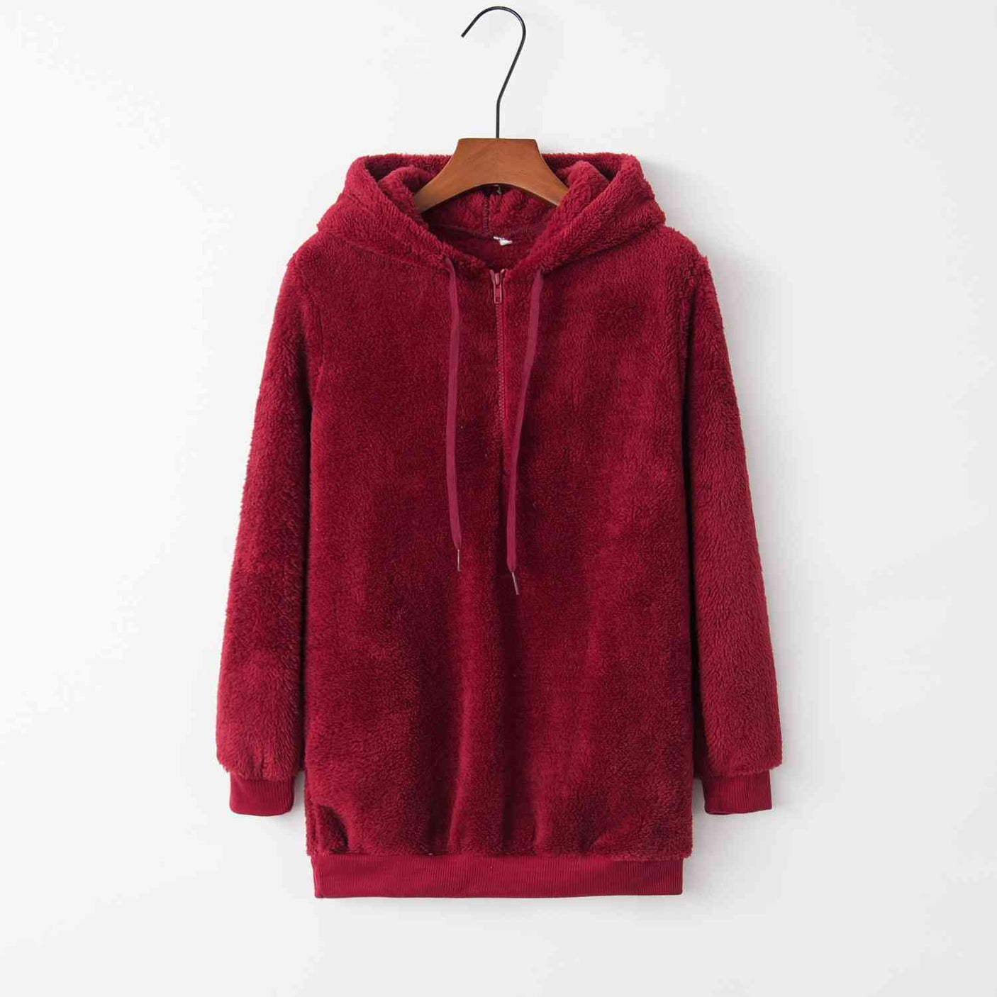 Quarter-Zip Drawstring Teddy Hoodie king-general-store-5710.myshopify.com