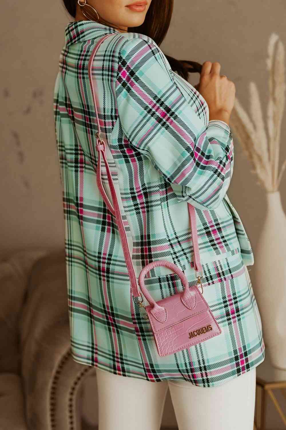 Plaid Open Front Blazer king-general-store-5710.myshopify.com