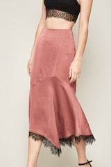 Rose Solid Woven Mermaid Midi Skirt king-general-store-5710.myshopify.com