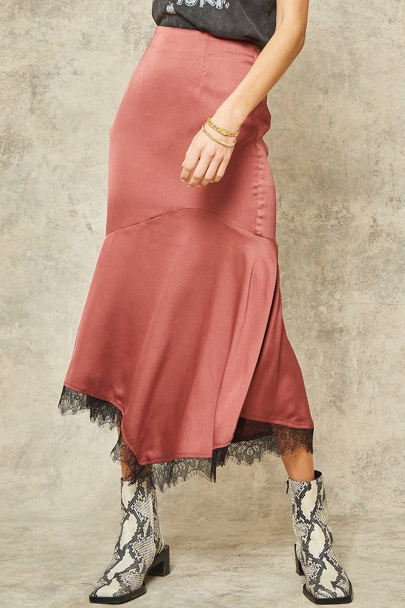 Rose Solid Woven Mermaid Midi Skirt king-general-store-5710.myshopify.com