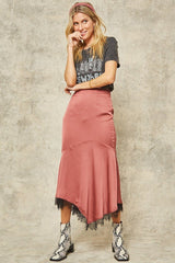 Rose Solid Woven Mermaid Midi Skirt king-general-store-5710.myshopify.com