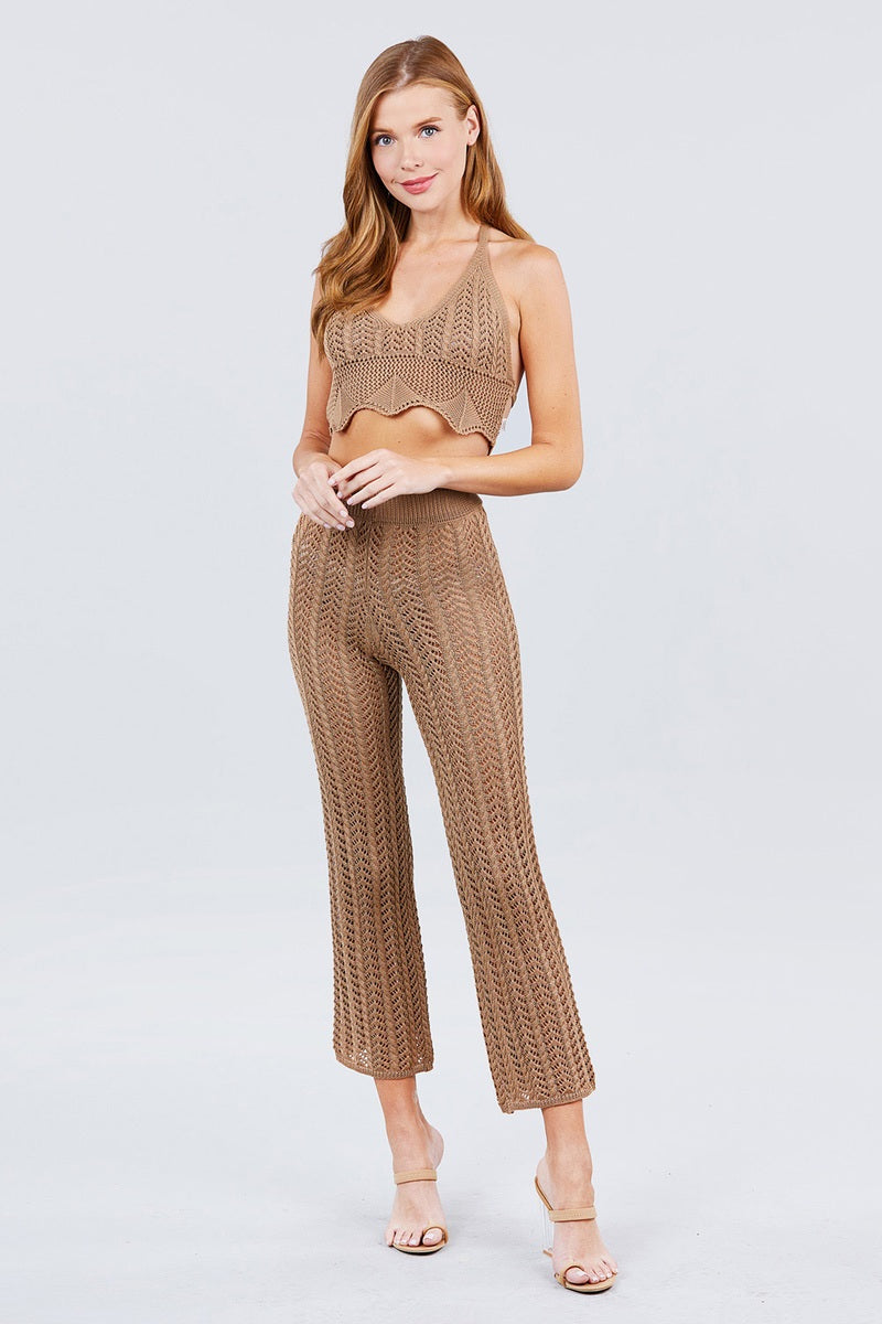 Flare Long Fishnet Sweater Pants king-general-store-5710.myshopify.com