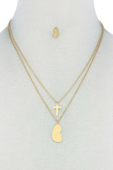 Stylish Double Layer Cross And Mary Necklace And Earring Set king-general-store-5710.myshopify.com